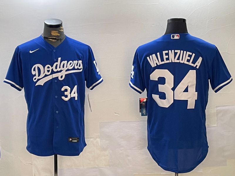 Men Los Angeles Dodgers #34 Valenzuela Blue Elite 2024 Nike MLB Jersey style 12162